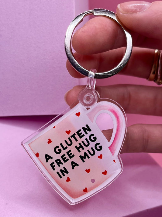 Gluten Free Hug in a Mug Keyring